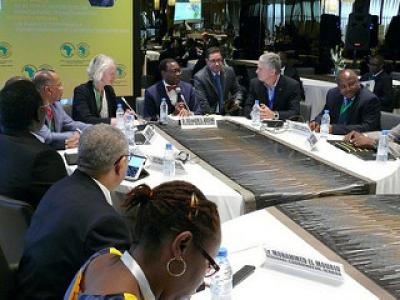 Dr. Akinwumi Adesina, President of the African Development Bank meeting representatives of the CGIAR centers