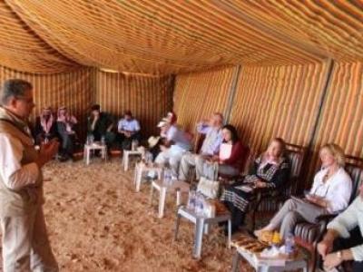 Ambassador Alice Wells (seated far right) hears how ICARDA is attempting to reverse degradation across the Jordanian Badia.