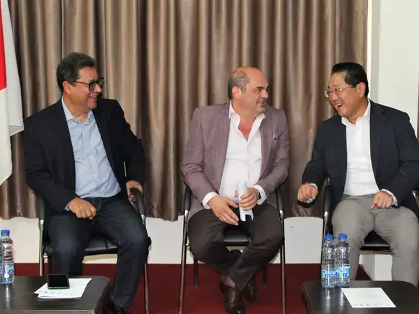 From Left to right: Aly Abousabaa, ICARDA's DG; Michelle Afram, ICARDA's board member; Matahiro Yamaguchi, Japanese ambassador to Lebanon.