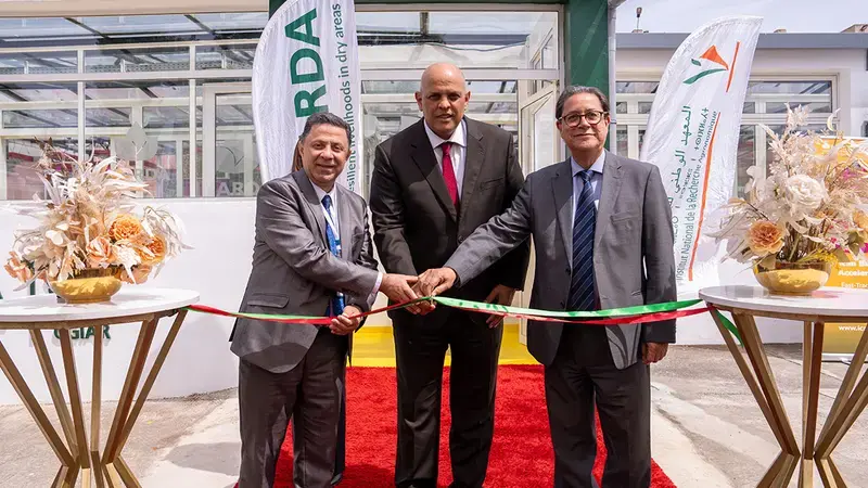 From Left to Right: Dr. Tareq Alzabet, ICARDA Board Chair; Dr. Redouane Arrach, Secretary General of the Ministry of Agriculture; Mr. Aly Abousabaa, ICARDA Director General 