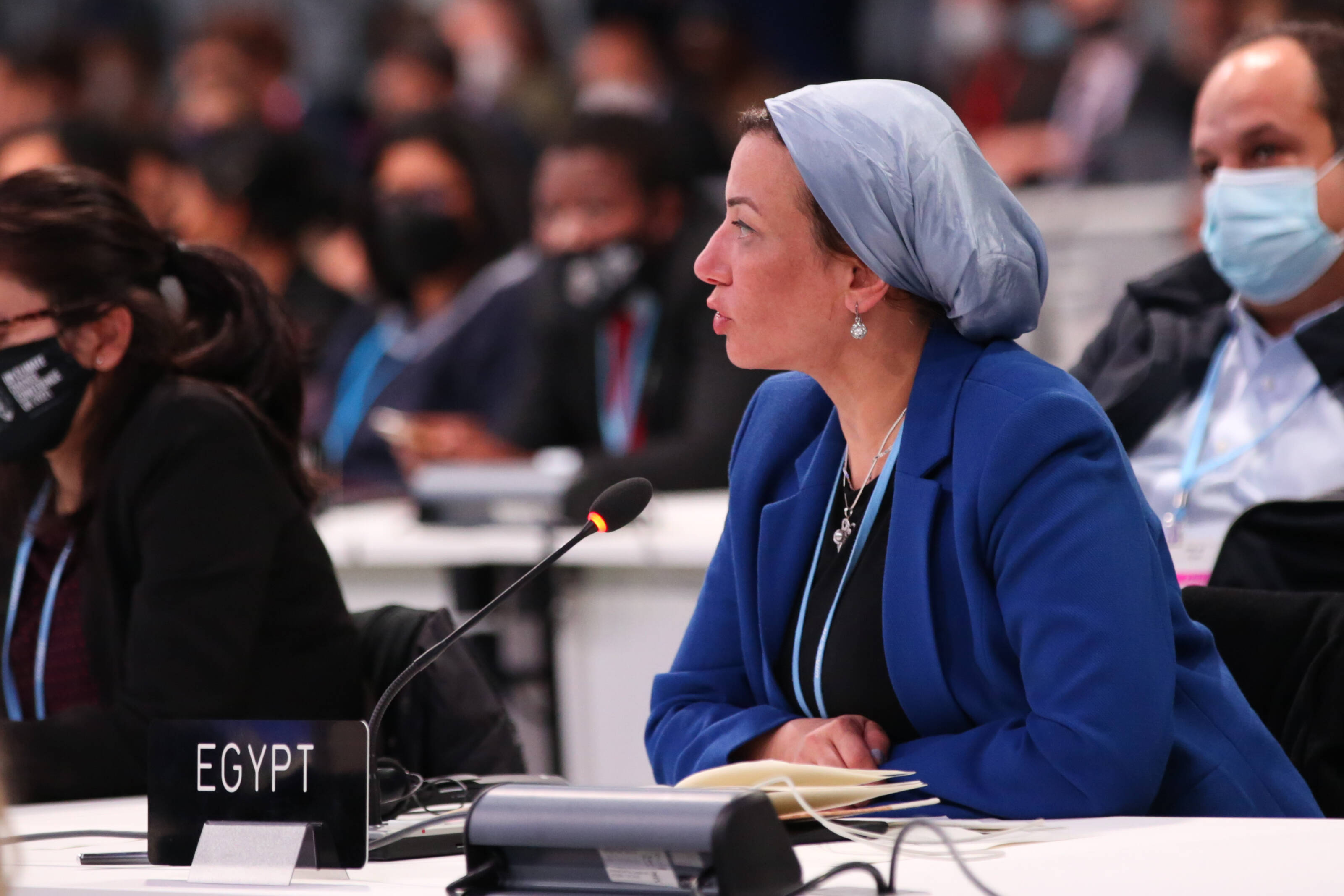 H.E Yasmine Fouad, Egypt's Minister of Environment, at COP26 H.E Yasmine Fouad, Egypt's Minister of Environment, at COP26