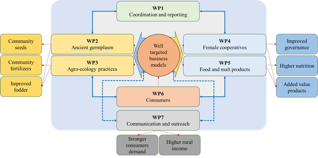 The workpackage structure of the MountainHER project and sought impact
