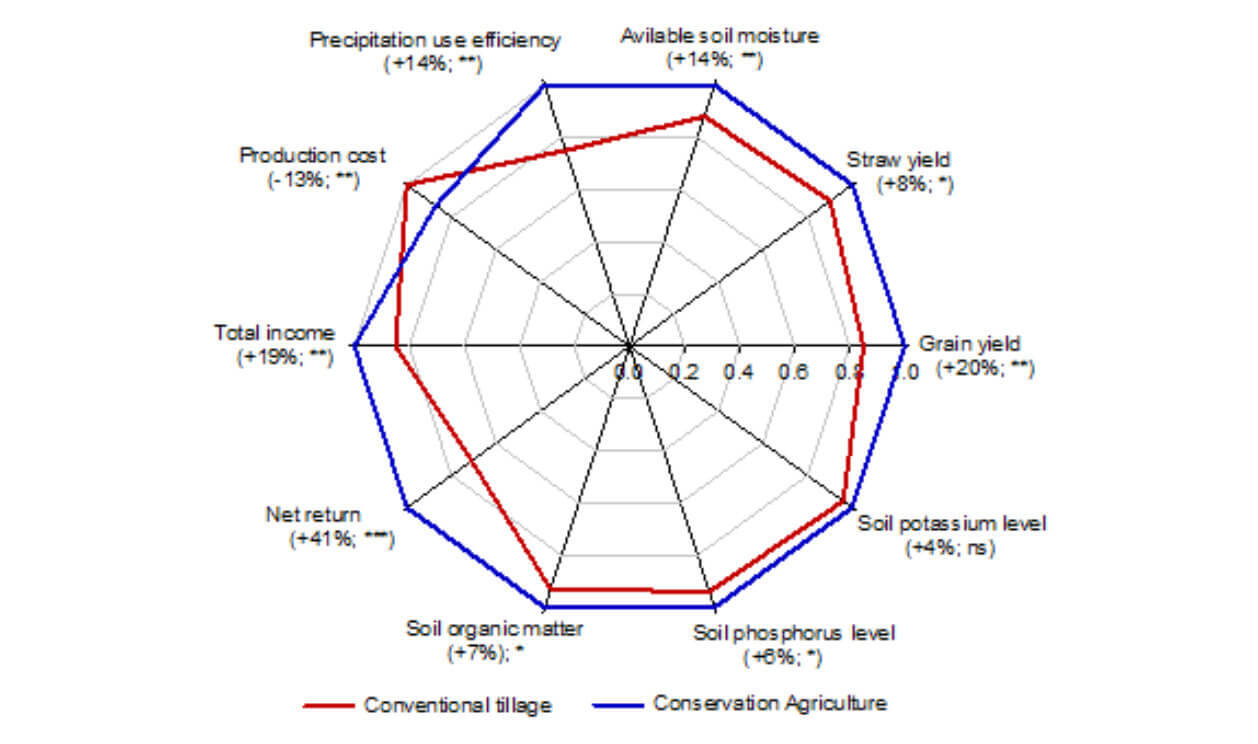 Trade-off among agronomic, economic and soil fertility performance indicators under CA and CT system in rain-fed areas in Morocco Trade-off among agronomic, economic and soil fertility performance indicators under CA and CT system in rain-fed areas in Morocco