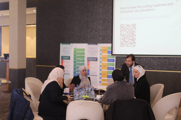 Figure: Participants discussing enabling environment to scale water saving innovation (Source, ICARDA) Figure: Participants discussing enabling environment to scale water saving innovation (Source, ICARDA)