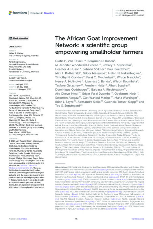 The African Goat Improvement Network: a scientific group empowering smallholder farmers The African Goat Improvement Network: a scientific group empowering smallholder farmers