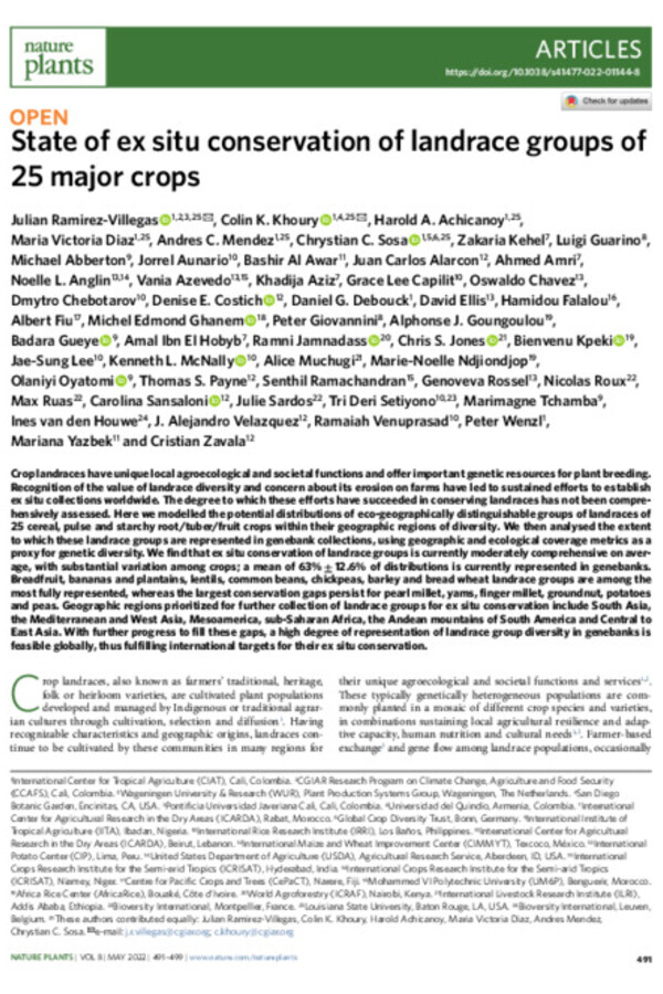 State of ex situ conservation of landrace groups of 25 major crops