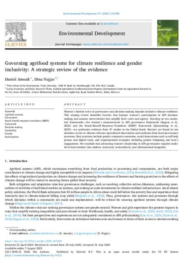 Governing agrifood systems for climate resilience and gender inclusivity: A strategic review of the evidence Governing agrifood systems for climate resilience and gender inclusivity: A strategic review of the evidence
