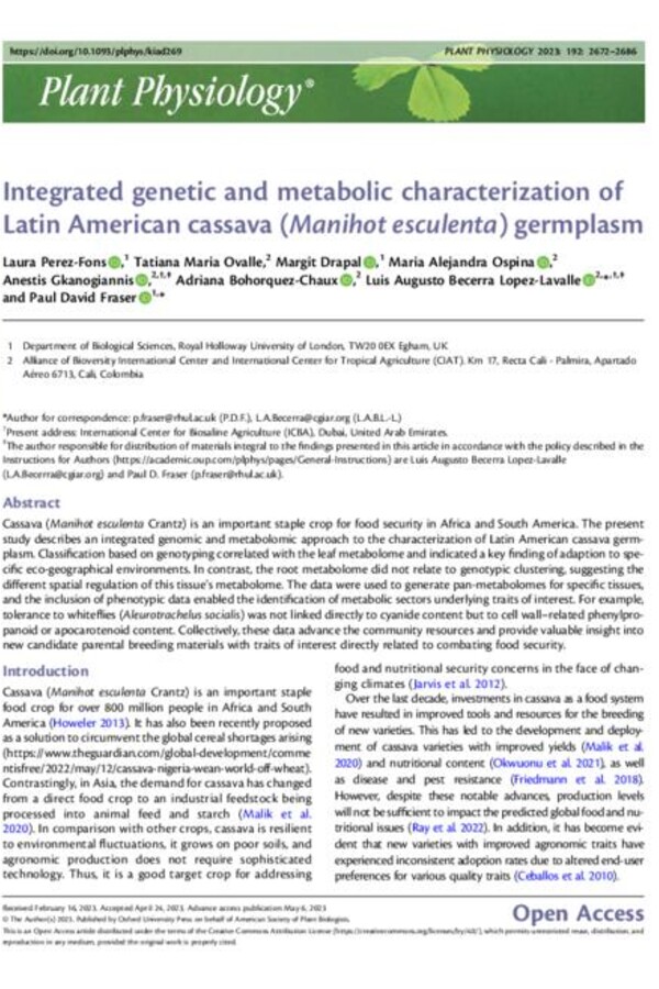 Integrated genetic and metabolic characterization of Latin American cassava (Manihot esculenta) germplasm