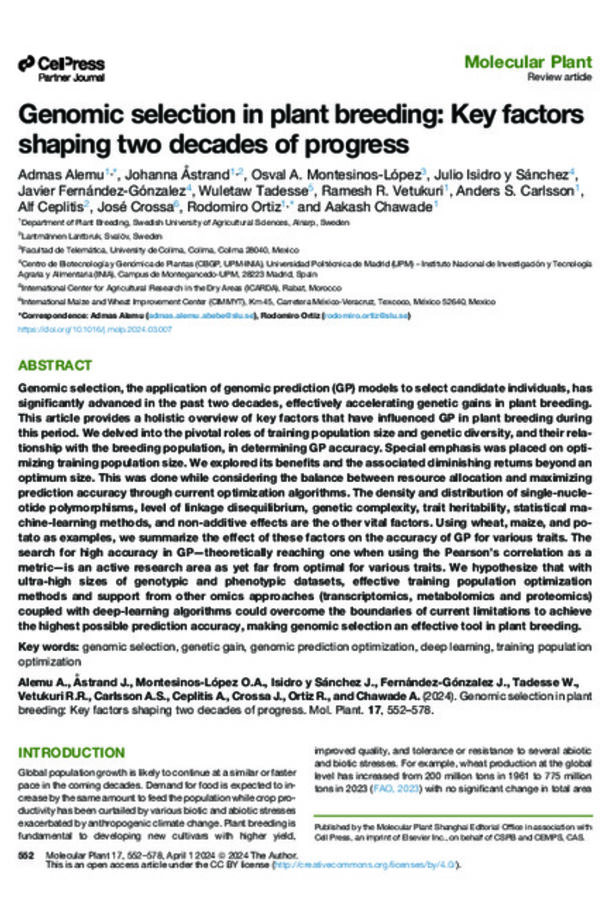 Genomic selection in plant breeding: Key factors shaping two decades of progress Genomic selection in plant breeding: Key factors shaping two decades of progress