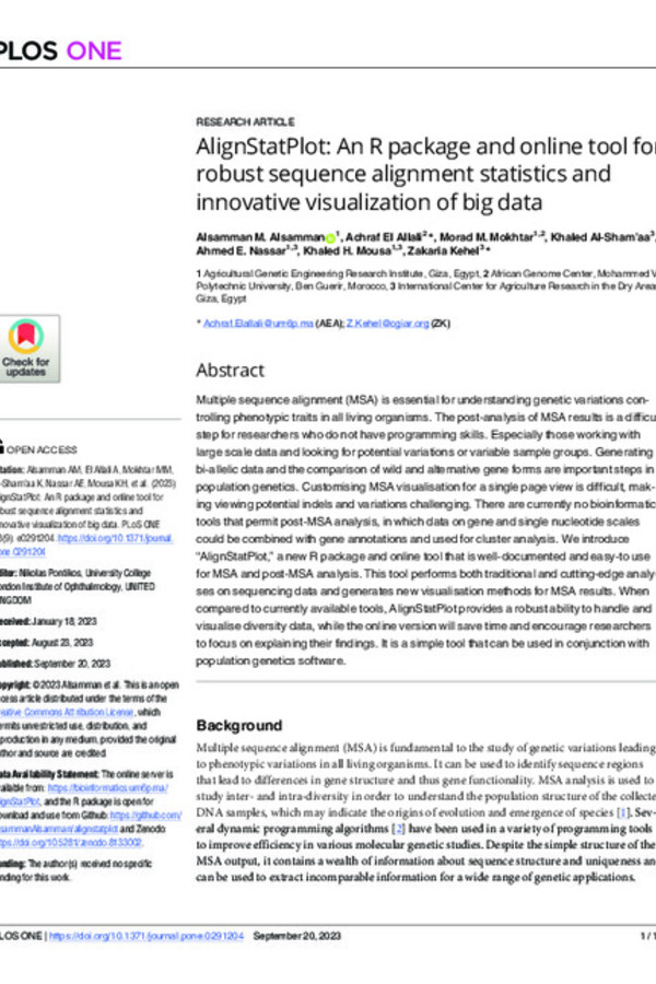 AlignStatPlot: An R package and online tool for robust sequence alignment statistics and innovative visualization of big data AlignStatPlot: An R package and online tool for robust sequence alignment statistics and innovative visualization of big data