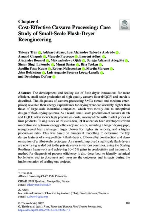Cost-Effective Cassava Processing: Case Study of Small-Scale Flash-Dryer Reengineering