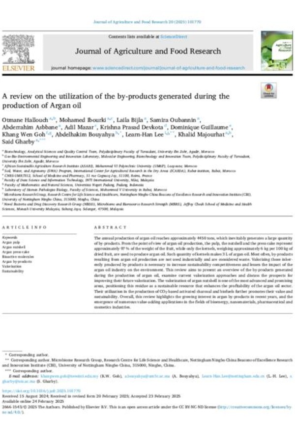 A review on the utilization of the by-products generated during the production of Argan oil A review on the utilization of the by-products generated during the production of Argan oil