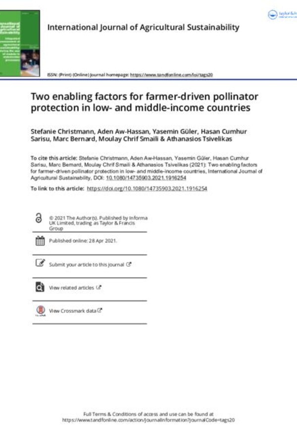 Two enabling factors for farmer-driven pollinator protection in low- and middle-income countries
