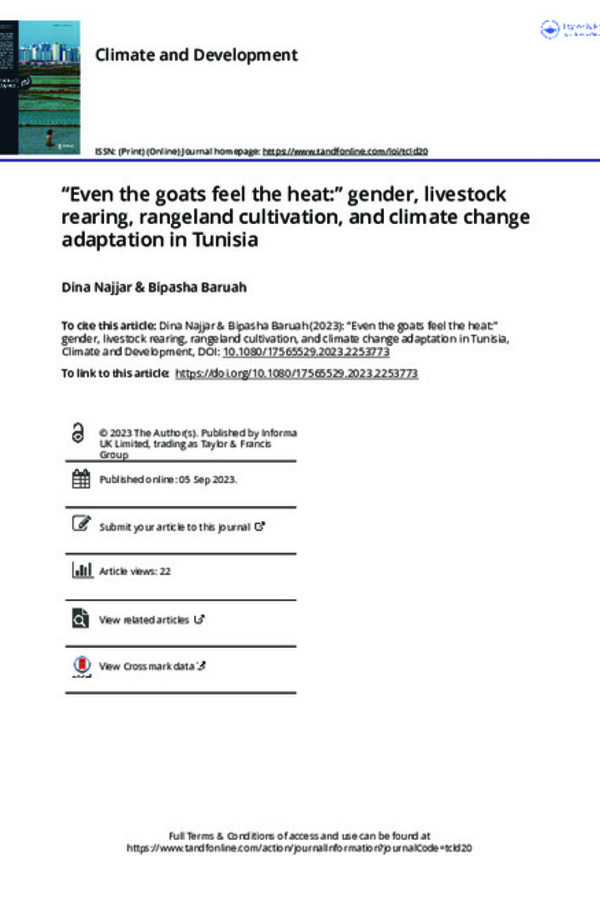 “Even the goats feel the heat:” gender, livestock rearing, rangeland cultivation, and climate change adaptation in Tunisia