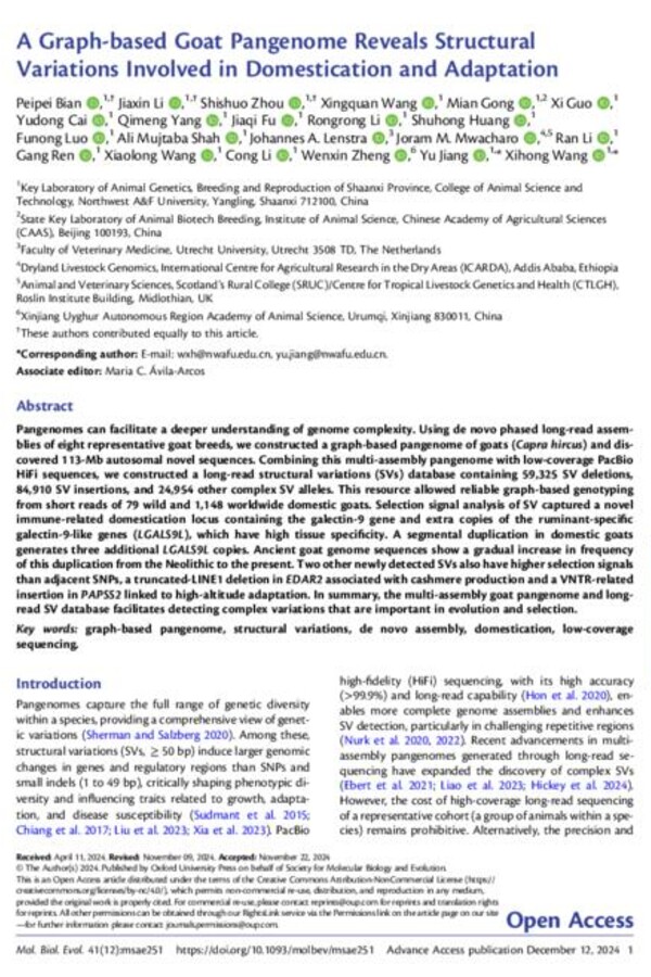 A Graph-based Goat Pangenome Reveals Structural Variations Involved in Domestication and Adaptation 