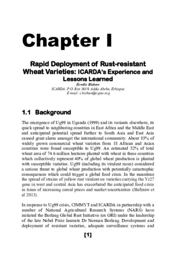 Rapid Deployment of Rust-resistant Wheat Varieties: ICARDA’s Experience and Lessons Learned